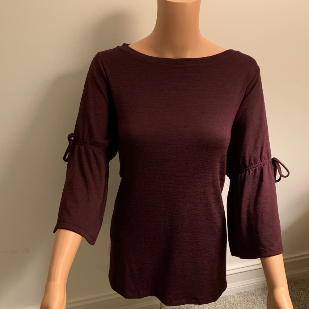NWT LOFT Maroon  Medium Sweater W/ bowed sleeves